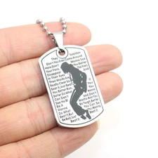 Michael Jackson Pendant Stainless Steel Dog Tag Necklace 24" Ball Chain