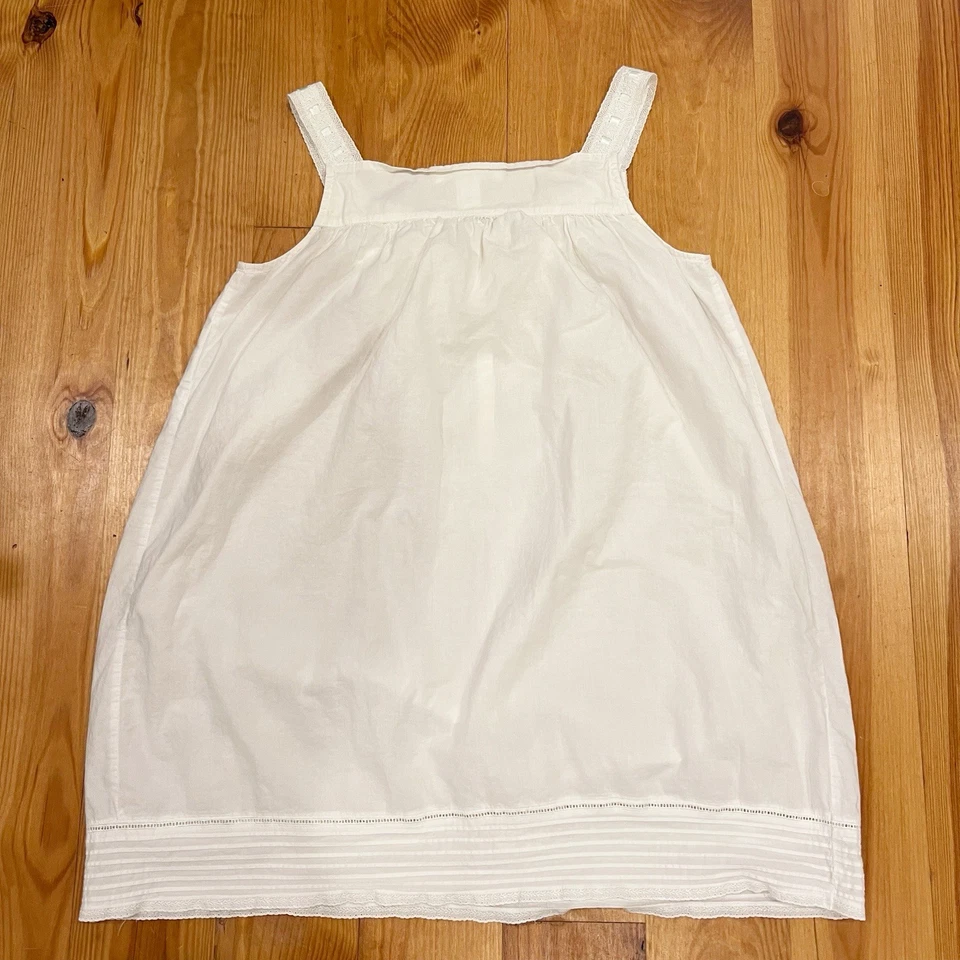 Camisón Eileen West mediano blanco encaje pintucks algodón cinta cabaña babydoll Foto 2 de 4