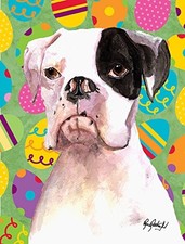 Caroline's Treasures RDR3018GF Cooper Extravaganza Boxer Easter Flag