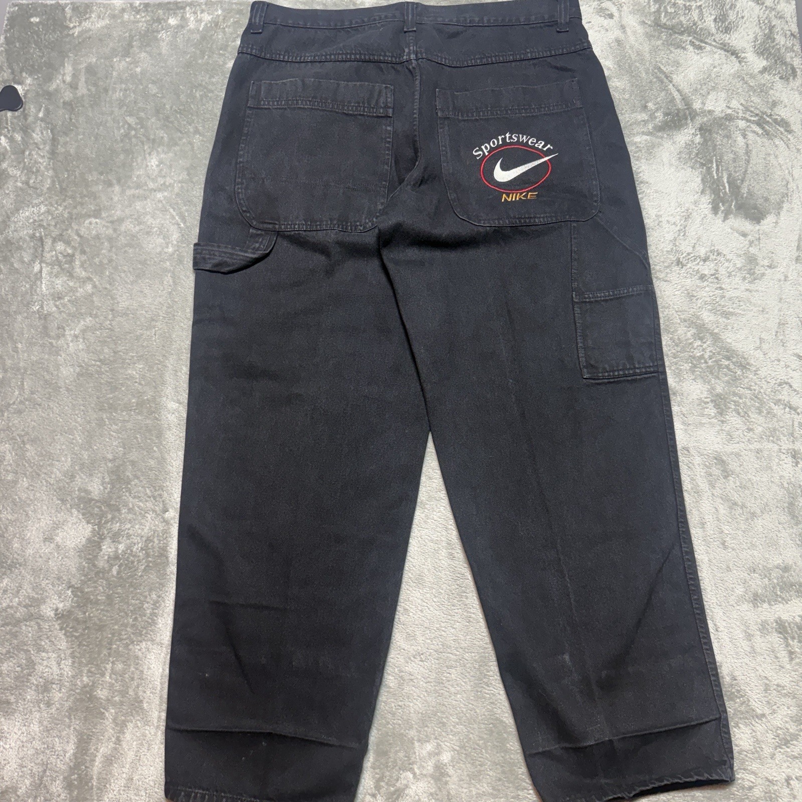 Vintage Nike Sportswear Jeans Rare Baggy Black Denim Pants Sz 40x33 Made In USA image 2