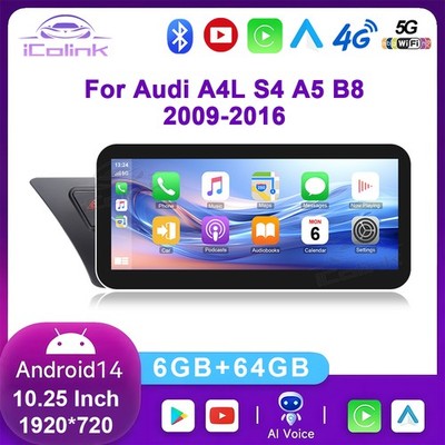 10.25'' Carplay (MMI 3G) Für Audi A4 B8 A5 S4 High Android 14 Autoradio GPS WIFI
