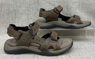 Earth Spirit Open Toe Sandals Brown Adjustable Strap Sports Hook And Loop Mens 8