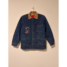 70s vintage big smith quilt lined denim work jacket chore coat embroidery 541100
