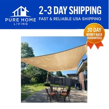 Elegant Sand Rectangle Sun Shade Sail 10' x 16' - UV Protection for Outdoors