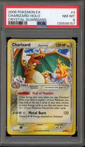 Pokemon Charizard EX Crystal Guardians Holo Rare #4 PSA 8