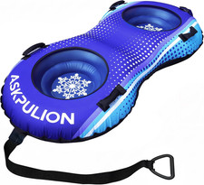 Inflatable Snow Tube Sled, Heavy Duty Snow Tubes for Sledding with Premium Canva