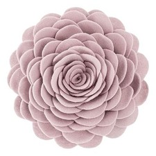 Handmade 3D Rose Flower Throw Pillow Solid Cushion for Coral Pink 14 Inches