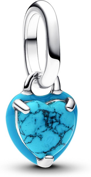 Pandora TüRkisfarbenes Herz Mini-Charm-AnhäNger 793827C01 Charm AnhäNger-image