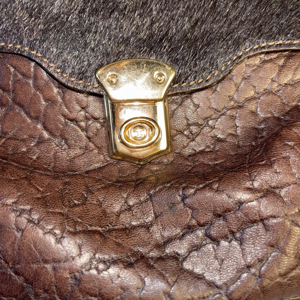 Aleanto Collezioni Italia Bolso de Mano de Cuero Marrón Bolso de Viaje con Solapa de Piel Foto 3 de 4