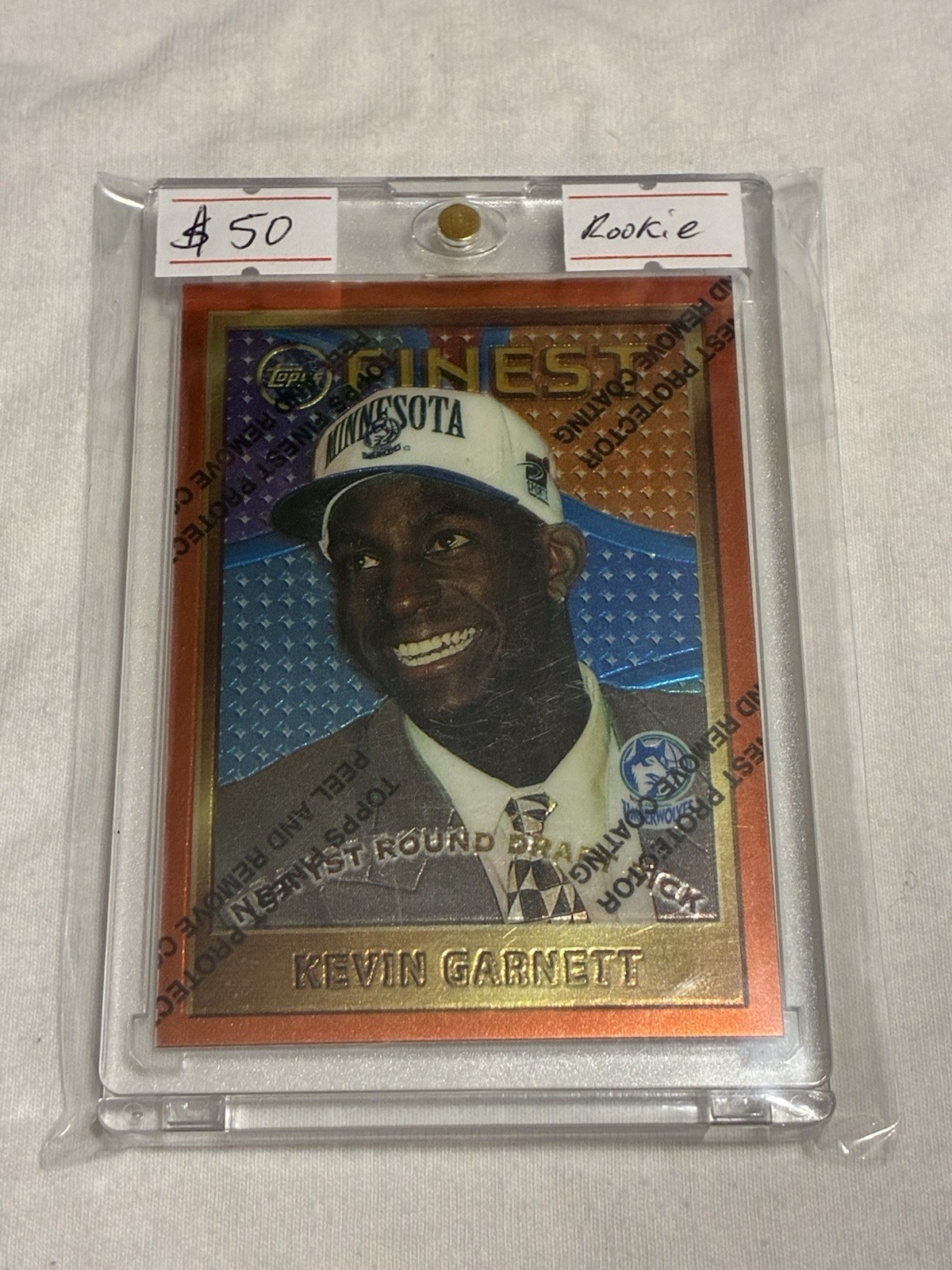 1995-96 Topps Finest - Kevin Garnett #115 (RC) With Coating
