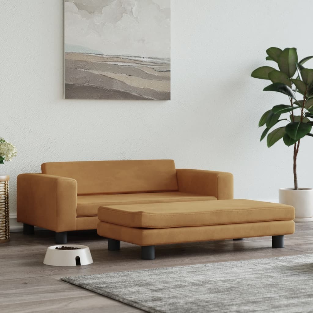 vidaXL Lettino per Cani con Estensione Marrone 100x50x30 cm in Velluto