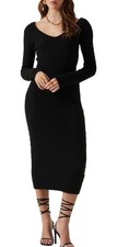 ASTR the Label Regina Sweater Dress Black Cable Knit Open Back Size L