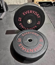 55lb Bumper Plates Pair Olympic 2" Rubber Weight Plates w/ Steel Hub