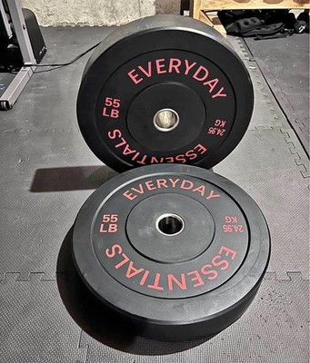 55lb Bumper Plates Pair Olympic 2'' Rubber Weight Plates w/ Steel Hub