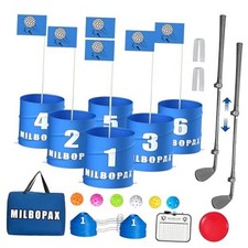 6 Holes Backyard Golf Game with 2 Adjustable Clubs, Outdoor Yard Golf Practice