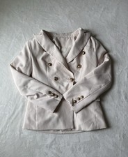 Ivory Women's Double-Breasted Blazer Size Small Gold Detail Buttons suit jacket