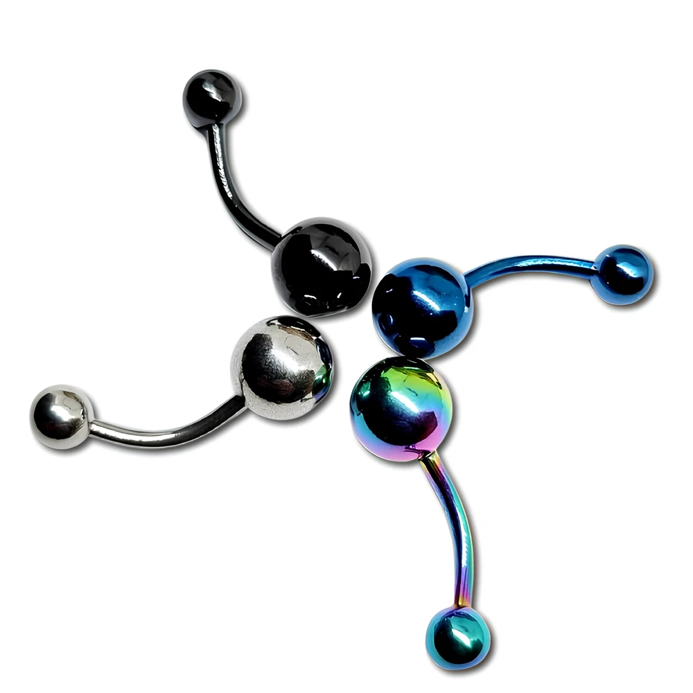 Piercing Nombril Banane Titane – Fleur Violet Strass – Argent 1,6 Mm – Neuf