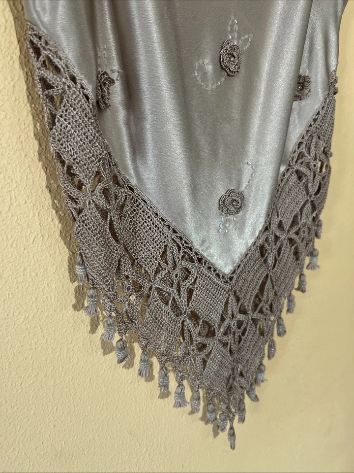 Top Sue Wong Vintage Mujer Pequeño Topo Satén Flecos Cuentas Cami Hada Angelcore Foto 3 de 4