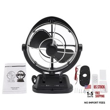 12V/24V Auto-Sensing Low-Power Draw Fan for Boats and RV Black