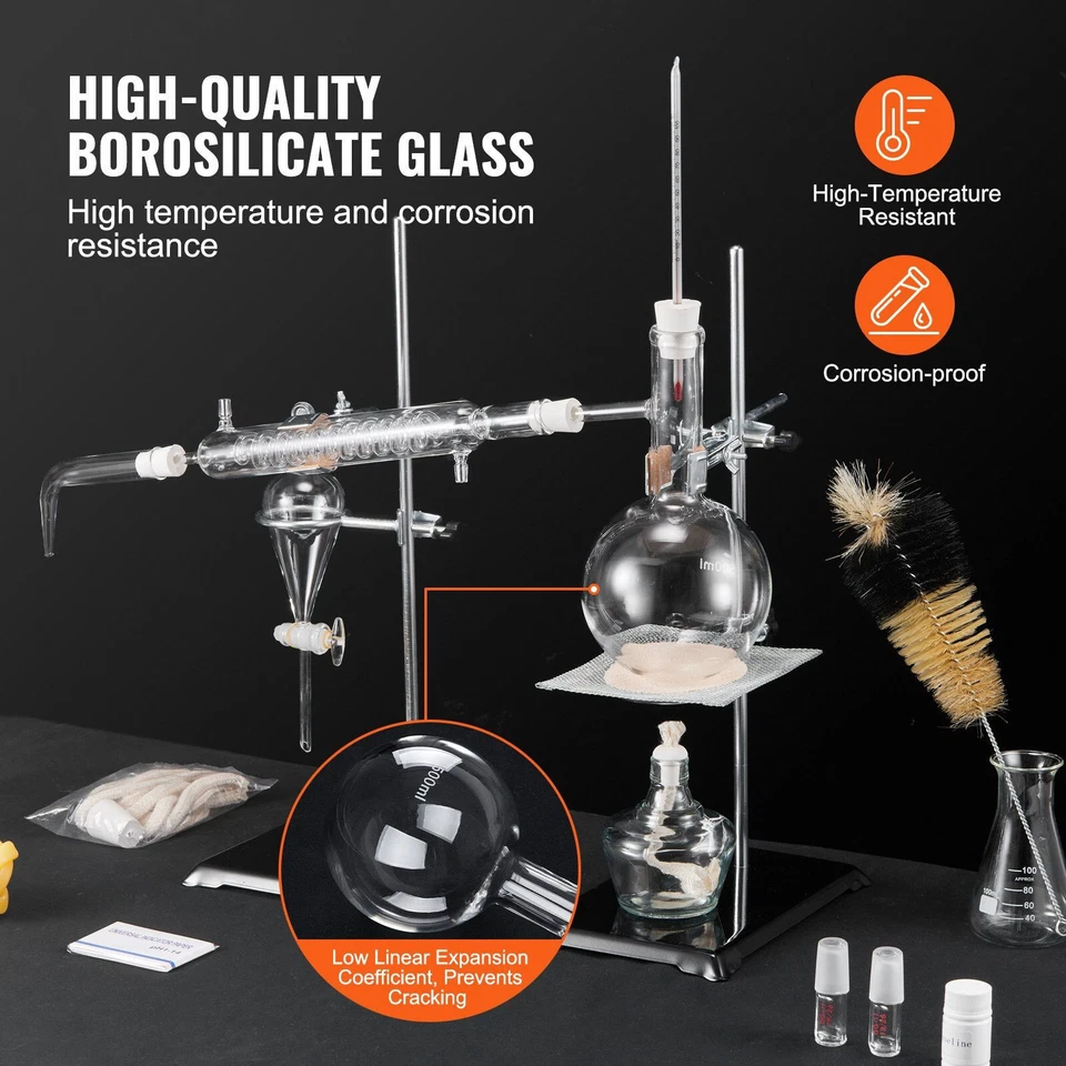 Essential Oil Distillation Kit, 500ml Distillation Apparatus, 3.3 Boro Lab - Image 3 of 4