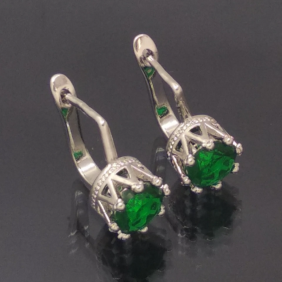18K White Gold Filled Stunning Italian Diopside Gemstone 18ct GF Earrings 15mm - Image 2 of 4