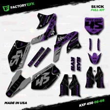 Gray & Purple Slick Racing Graphics Kit fits 06-08 Kawasaki Kxf450 KX450F  Decal