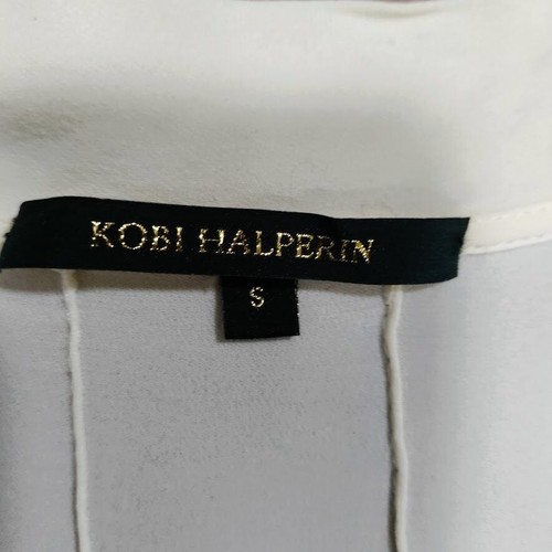 Kobi Halperin Workwear Ruffle Front Bishop Sleeve Silk Blouse Ivory Womens Small - Picture 8 of 14