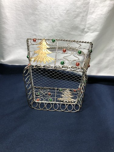 Christmas Tree Winter Theme Wire Basket Centerpiece Charming - Picture 9 of 9