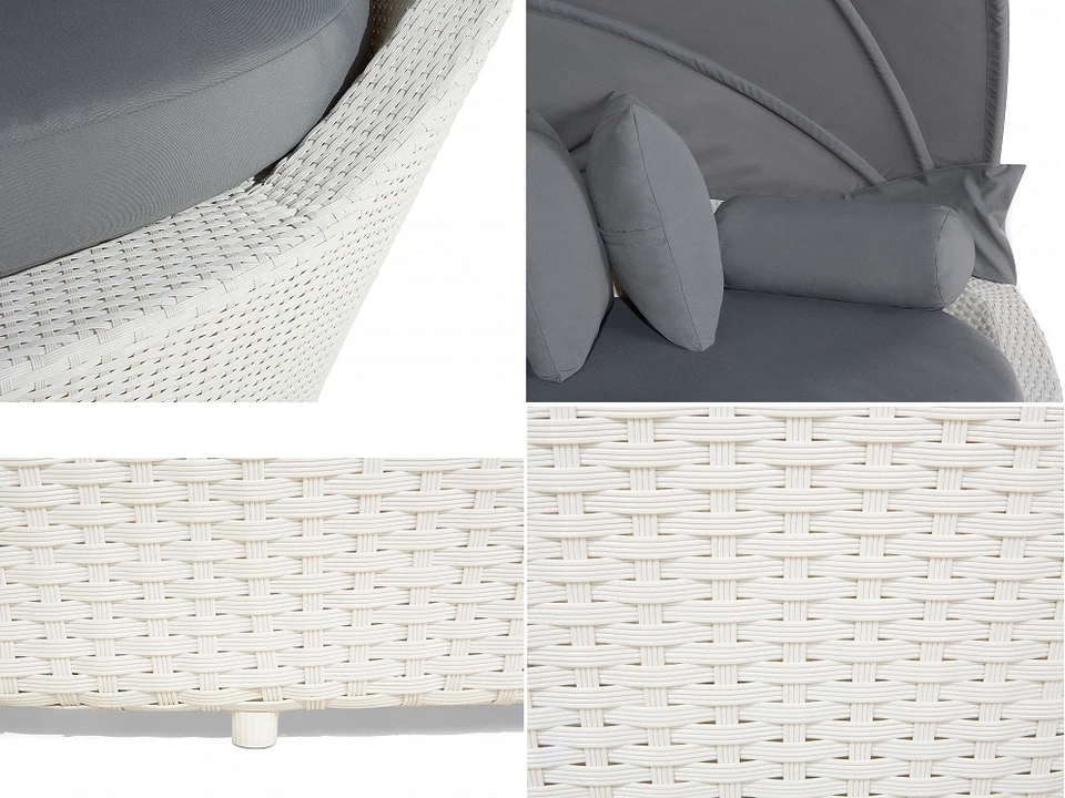 Designer Rattan Strandkorb Sonneninsel Strandmuschel Gartenliege weiss grau NEU - Bild 3 von 4