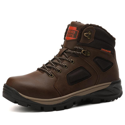 Botas De Cuero Para Hombre Zapatos Impermeables Con Piel Cálida Trabajo  Invierno | eBay