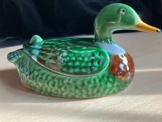 VINTAGE GERMAN HANDPAINTED DUCK WITH REMOVEABLE LID Make Great Gift