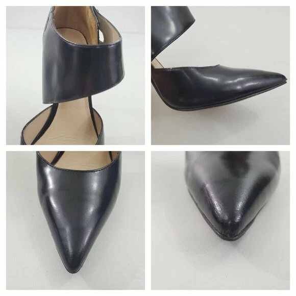 Elizabeth and James E Sand Stiletto 9 Black Patent Leather Asymmetric Pumps  - Image 3 of 4