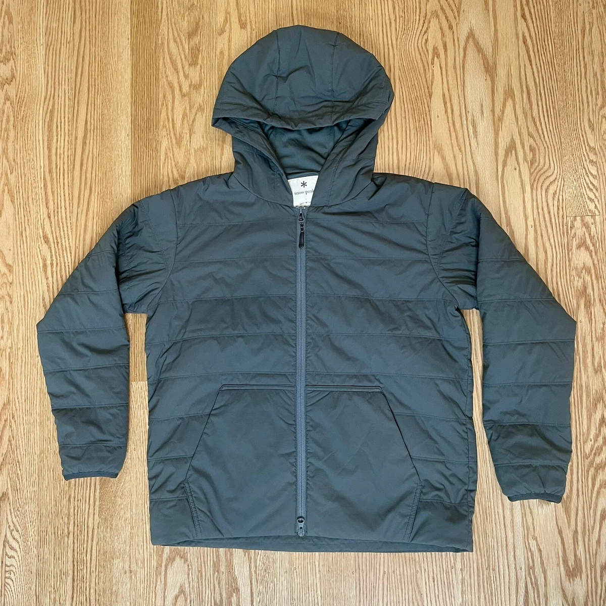 BNWT Snow Peak Mens Flexible Insulated Zip Up Hoodie Dark Gray Olive US Sz XS