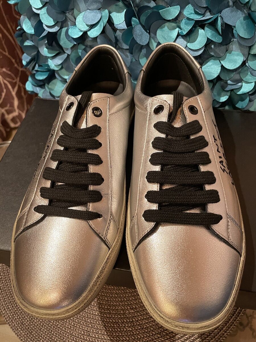 YSL Saint Laurent Court Classic Sl/06 Sneakers Silver/Black YSL Saint Laurent Court Classic Sl/06 Sneakers Silver/Black
