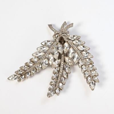 Large Rhinestone Fur Clip Possibly Eisenberg 4'' X 4'' Vintage STUNNING