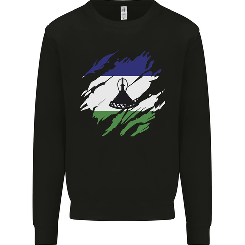 Torn Lesotho Flag Basotho Day Football Kids Sweatshirt Jumper