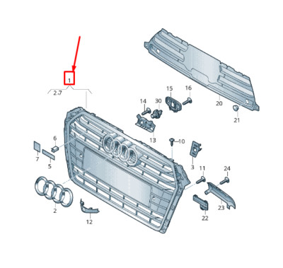 NEW AUDI A4 AVANT B9 RADIATOR GRILLE 8W0853651 3FZ 8W08536513FZ NO