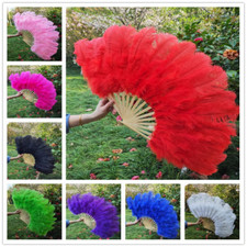 15 Bone Ostrich Feather Fan Celebration Party Wedding Dance Performance Decor