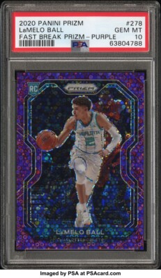 2020-21 Lamelo Ball Purple Fast Break Disco /75 Prizm PSA 10 Gem 