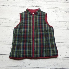 Pendleton Down Puffer Vest Women Small  Blue Green Plaid Quilted