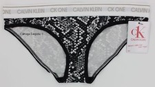 Bikini de algodón con logotipo "cK One" Calvin Klein QF5735 NUEVO CON ETIQUETAS negro/blanco estampado de serpiente