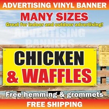 CHICKEN  WAFFLE Advertising Banner Vinyl Sign Food Restaurant Cafe Bar Sandwich