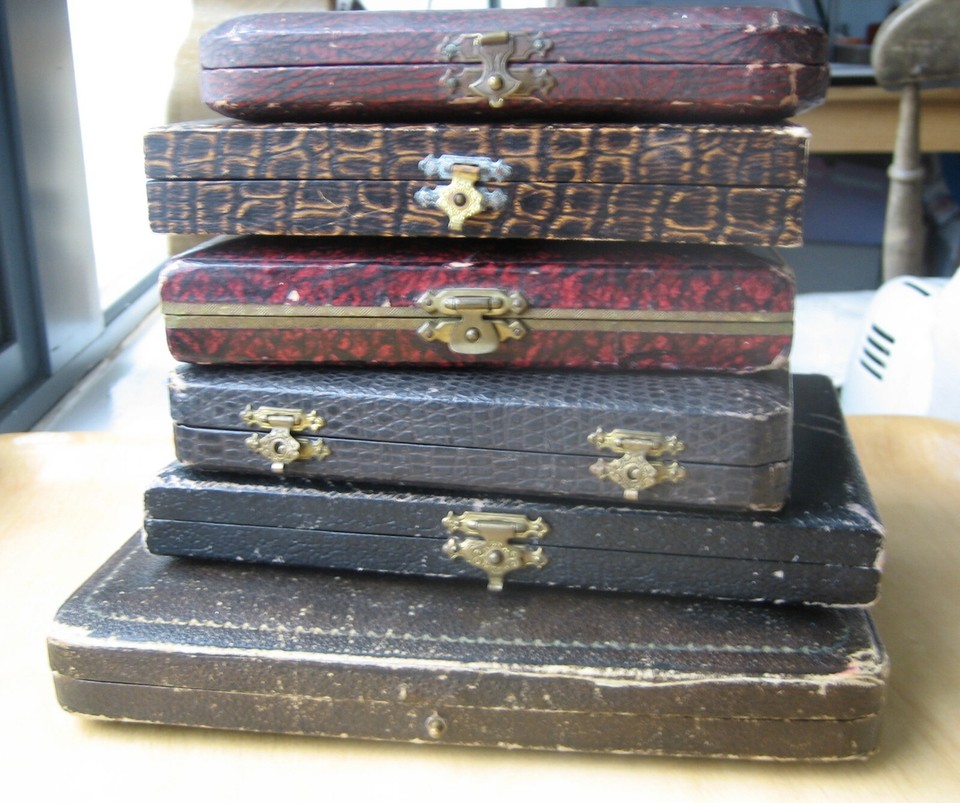 6 Empty Antique/Vintage Cutlery Boxes for Teaspoons, Cake Forks etc eBay