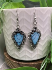 2.25  Silver-tone Turquoise Boho Drop Dangle Earring Set New Free Ship B7755
