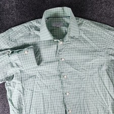Eton Oxford Button Up Dress Shirt Green Men's XL 17/43 Athletic Fit Preppy EUC