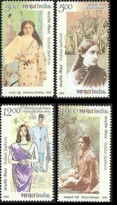 Inde 2019 Indian Fashion Sari in Myriad Forms Série 2 timbres set 4v MNH - Photo 1/2