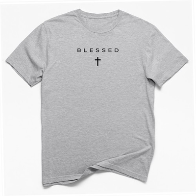 #ad Blessed Christian T Shirt Cross Minimalist Faith Tee Black Shirt $16.90