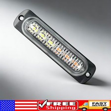 8x 6-led Amberwhite Side Marker Flash Strobe Light Bar Kit Tow Truck Usa