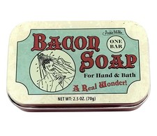 Bacon Soap Tin Bath Soap Infused Perfume of Bacon Archie McPhee 2009 Novelty New