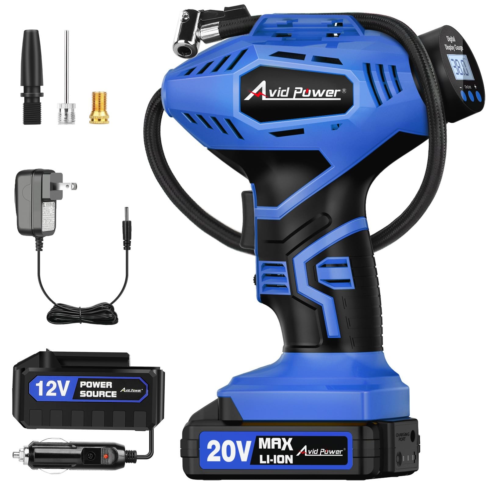 AVID POWER Cordless Tire Inflator Portable Air Compressor, 20V Rechargeable B...